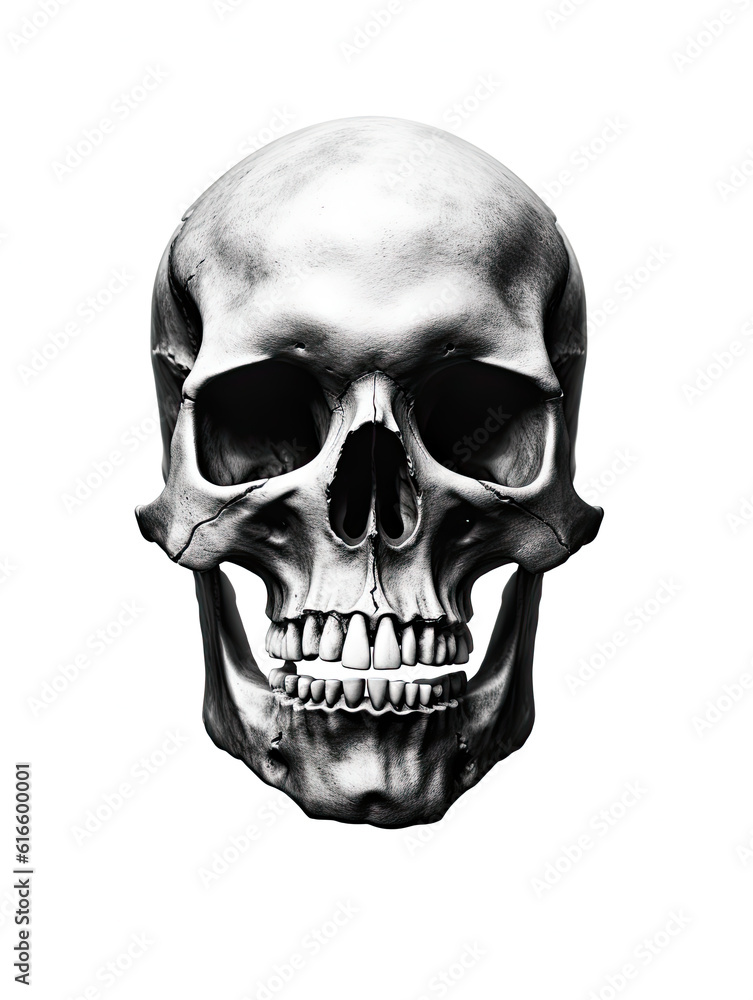 Fototapeta premium Realistic Skull, Logo, Wall Art, Bones, Halloween. Generative AI