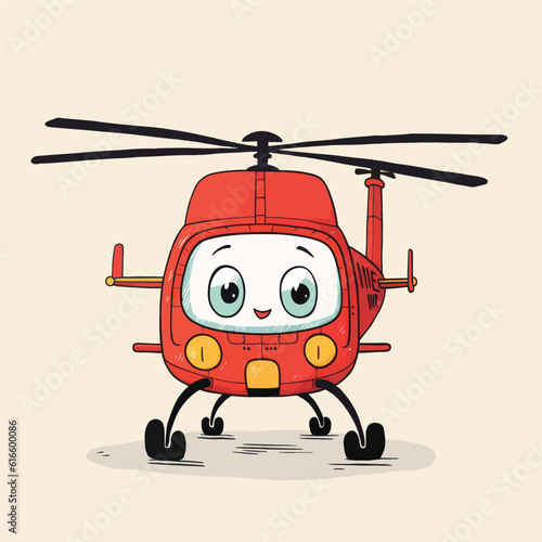 Rescue helicopter. cartoon hand-drawn helicopter. Air Ambulance helicopter