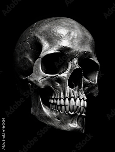Realistic Skull, Logo, Wall Art, Bones, Halloween. Generative AI