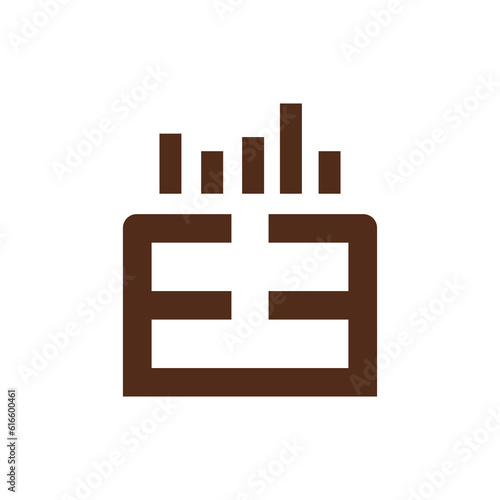 double letter E as a cake icon vector illustration