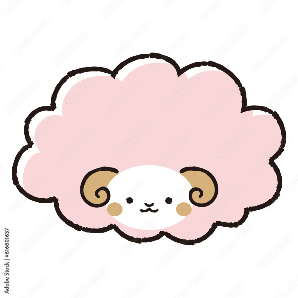 シンプルでかわいいモコモコの羊(正面) シンプルでかわいいモコモコの羊(正面)