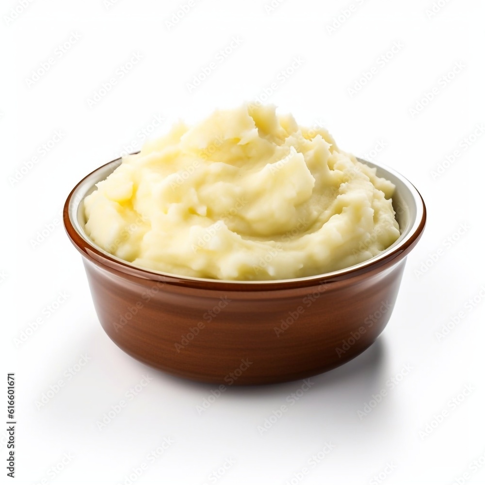 bowl of mashed potatoes isolated on the white background generative AI bowl of mashed potatoes isolated on the white background generative AI