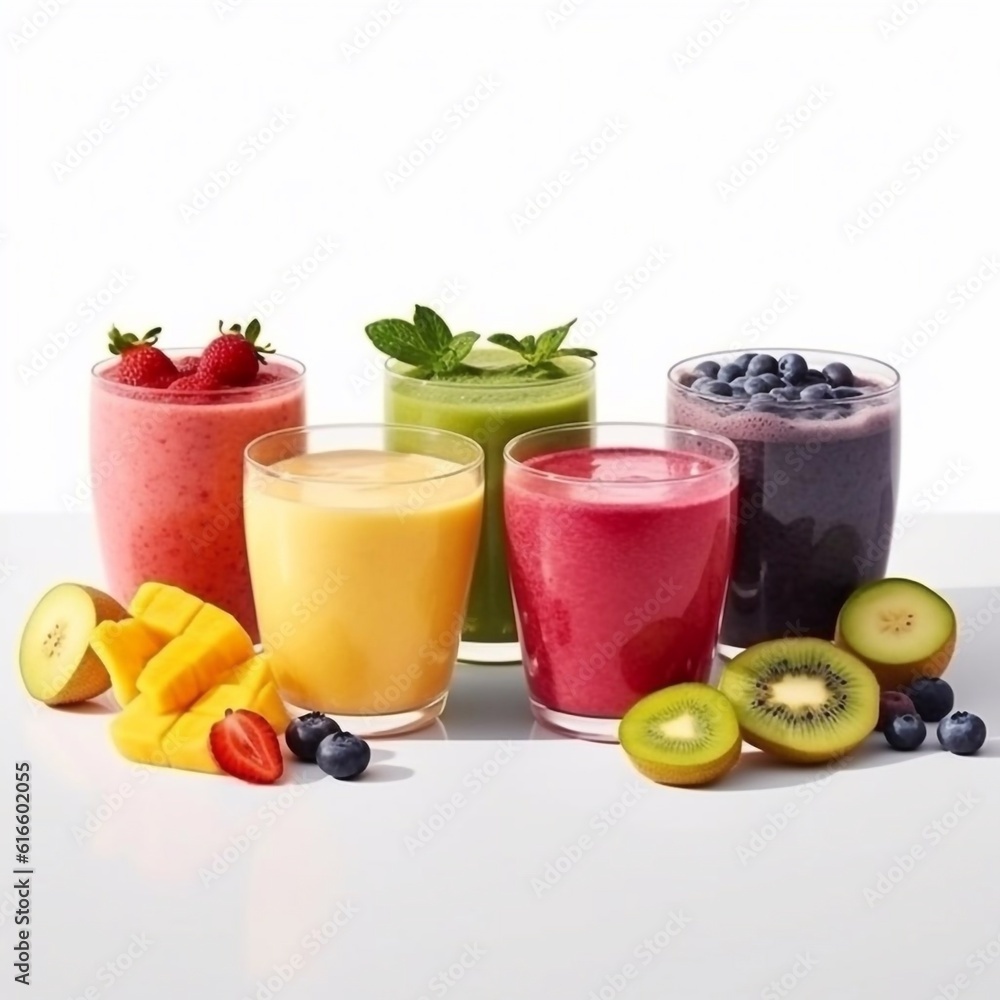 smoothie with fruits isolated on the white background generative AI smoothie with fruits isolated on the white background generative AI