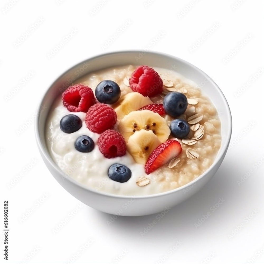 bowl of muesli with berries generative AI bowl of muesli with berries generative AI