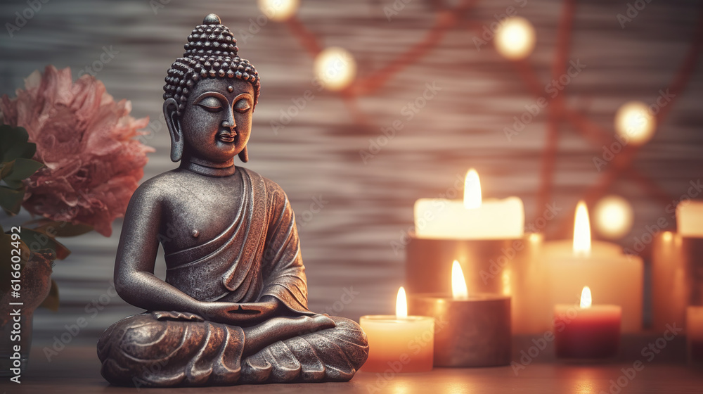 buddha statue with candles 