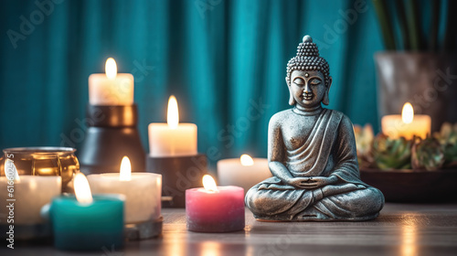 buddha statue with candles 