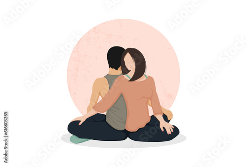 Yoga. Partner yoga on a white background. Yoga for two