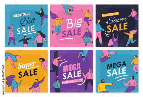 Social media post set with big sale offer