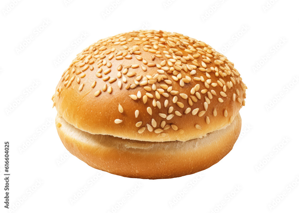 Bun with sesame isolated on transparent background