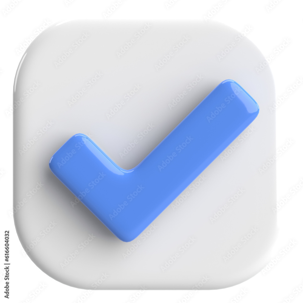 3D checkbox. Check mark. 3D illustration. 3D checkbox. Check mark. 3D illustration.