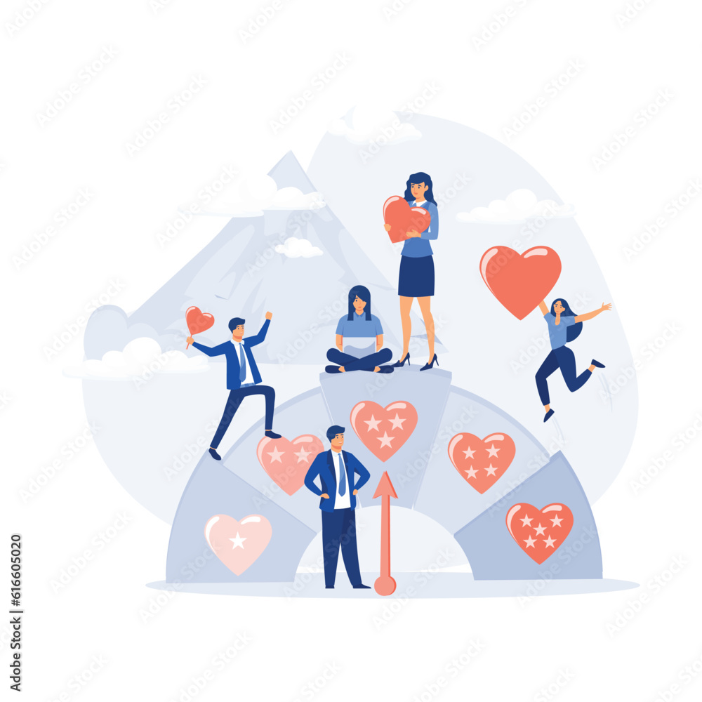 Customers Review Rating and Best Estimate of Performance. Concept of Client Feedback, Consumer Online report. flat modern vector illustration Customers Review Rating and Best Estimate of Performance. Concept of Client Feedback, Consumer Online report. flat modern vector illustration