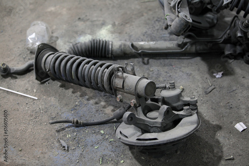 Used old car shock absorbers. 