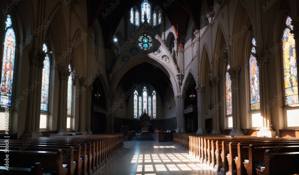 Fototapeta premium anime cathedral, church, generative ai, generative, ai