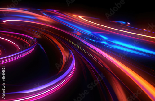 Neon light wave background, 3d Rendering, Abstract Background, Light Background, Color Background