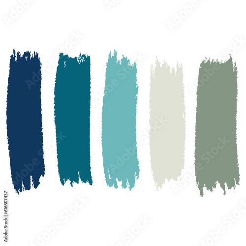 Paint brush strokes stripes collection isolated on white background, pastel colors.