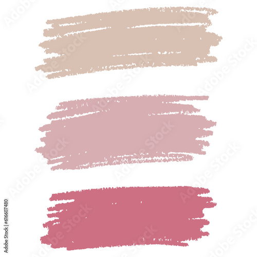 Paint brush strokes stripes collection isolated on white background, pastel colors.