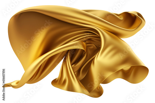 Golden silk. Ai. Cutout on transparent 