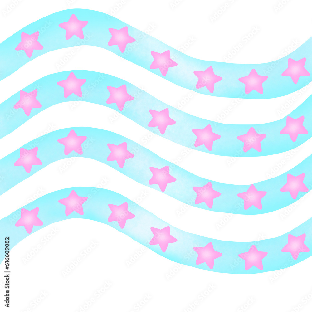 Pink star with blue wave Pink star with blue wave