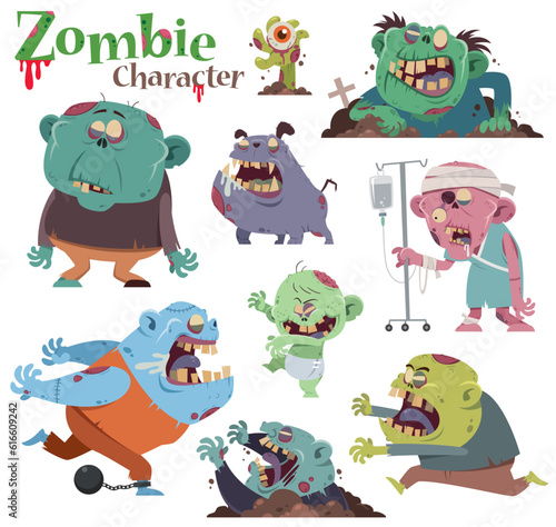 Vector illustration of Cartoon Set Zombie characters © sararoom