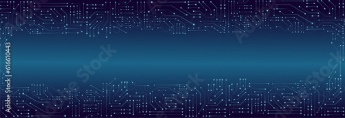 Tech cyberpunk background. Circuit board. Vector illustration of microchips template with copy space.