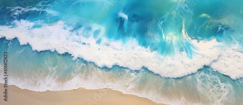 an aerial view of blue water and waves Generated by AI