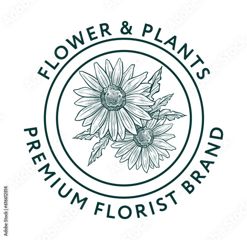 Flower and plants premium florist brand logotype