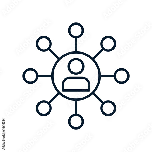 Concept of multifunctional employee, manager. Vector icon isolated on white background.