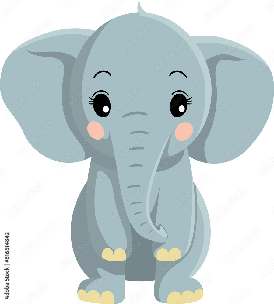 Obraz premium Cute elephant cartoon minimal vector