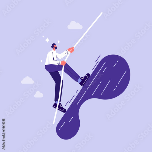 Climb the path to success and achievement the goal concept, businessman climbing to top, reaches new hight and achievement in business and career