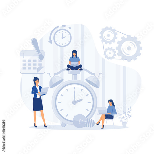An Objective Assessment Possibilities Deadline. Close up Alarm Clock. Move Date Day. flat modern vector illustration
