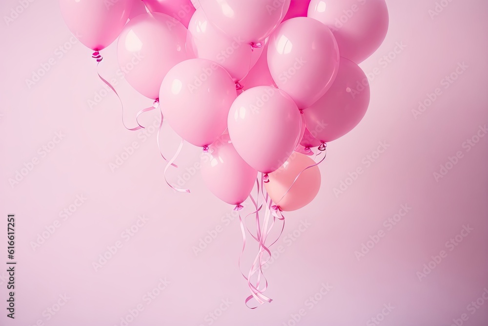 Pink Balloons celebration background, ai generative