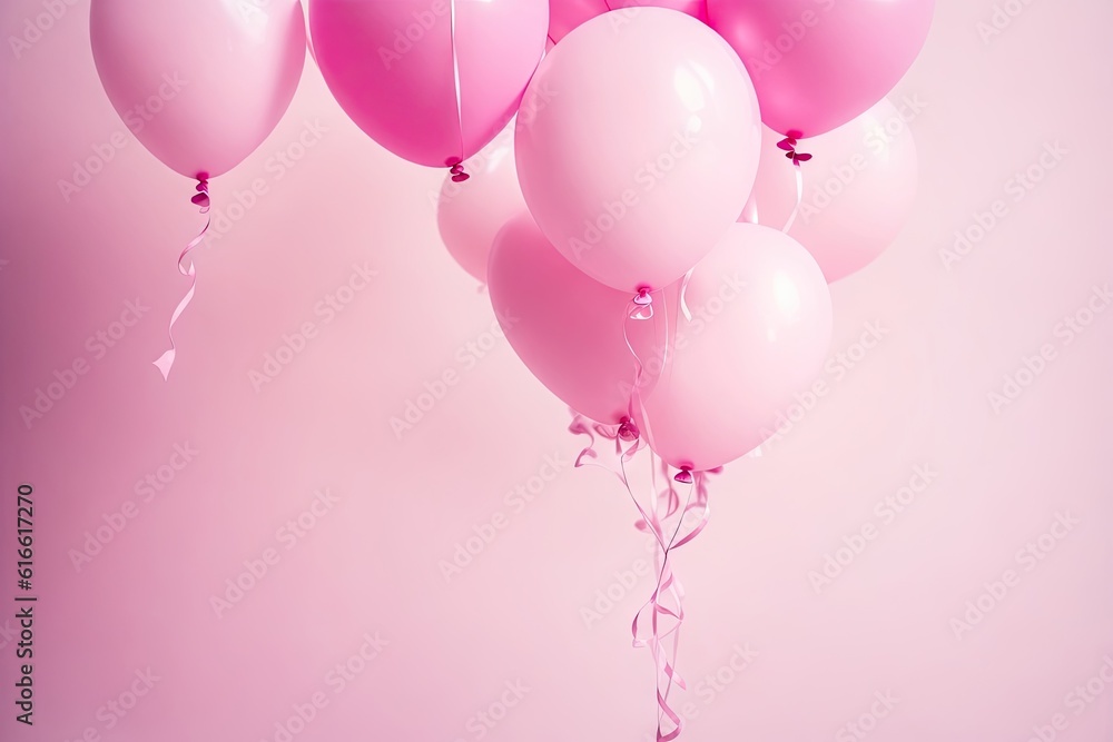 Pink Balloons celebration background, ai generative