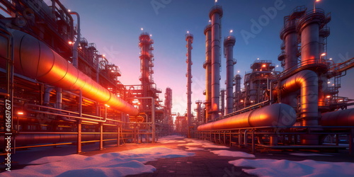 Large oil pipeline and gas pipeline in the process of oil refining and the movement of oil and gas Generative AI