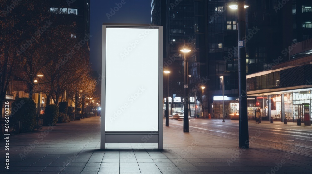 Blank mock up of vertical street poster billboard on city background. Blank mock up of vertical street poster billboard on city background.