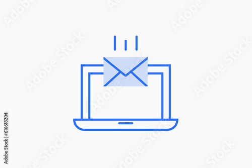 Geometric receive mail illustration in flat style design. Vector illustration and icon. 