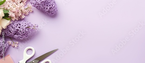 A pair of scissors sitting on top of a purple surface created with Generative AI technology