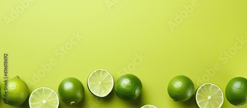 Valokuva A group of limes sitting on top of a green surface created with Generative AI te