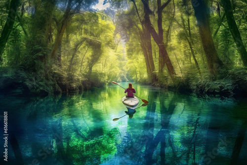kayaking in the forest generative AI