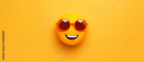 an orange emotictor wearing sunglasses on a yellow background Generated by AI