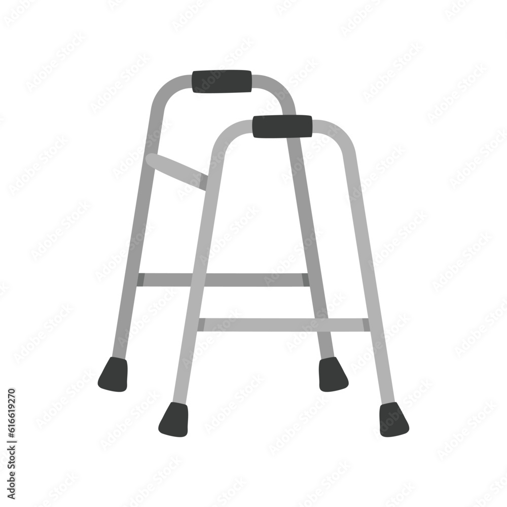 Walking frame clipart cartoon style. Simple walker flat vector illustration hand drawn doodle style. Rehabilitation tool. Hospital and medical concept Walking frame clipart cartoon style. Simple walker flat vector illustration hand drawn doodle style. Rehabilitation tool. Hospital and medical concept
