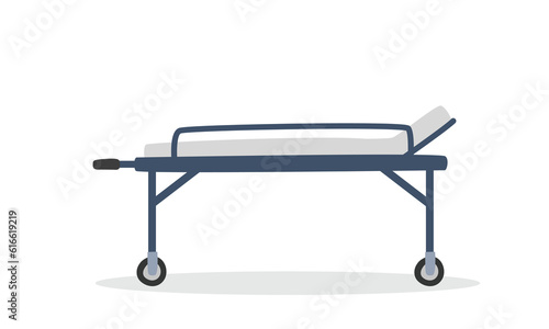 Stretcher clipart cartoon style. Stretcher, hospital bed, patient trolley, medical gurney, litter, pram flat vector illustration hand drawn doodle style. Hospital and medical concept