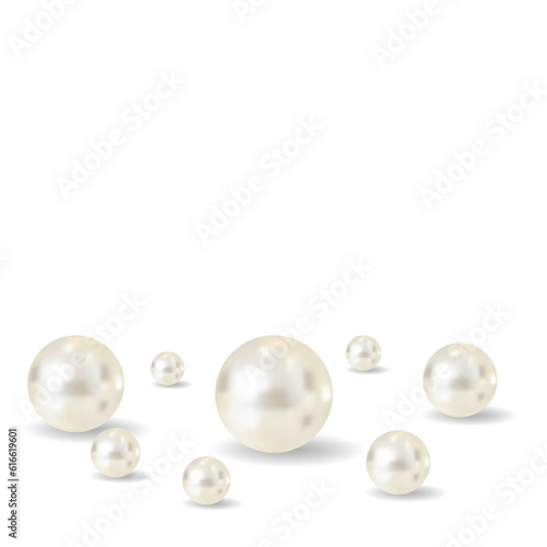 White pearl jewelry realistic gem background