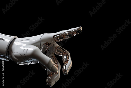 hand of White cyborg robot pointing. Generative AI. © santima.studio (02)