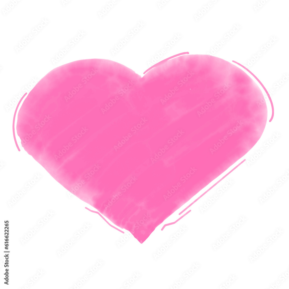 pink heart on white background watercolor 