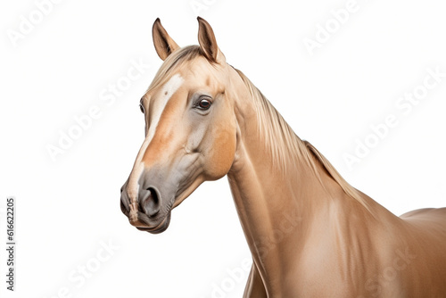 Portrait of Akhal-Teke horse on white background
