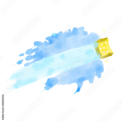 sponge through water of cleaning day watercolor on white background, vector