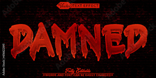 Horror Damned Vector Editable Text Effect Template