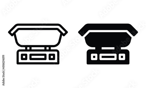 Baby weight scale icon with outline and glyph style.