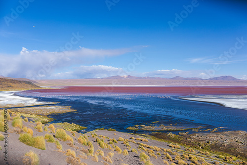 Lagune in der Salar de Uyuni am Tag.