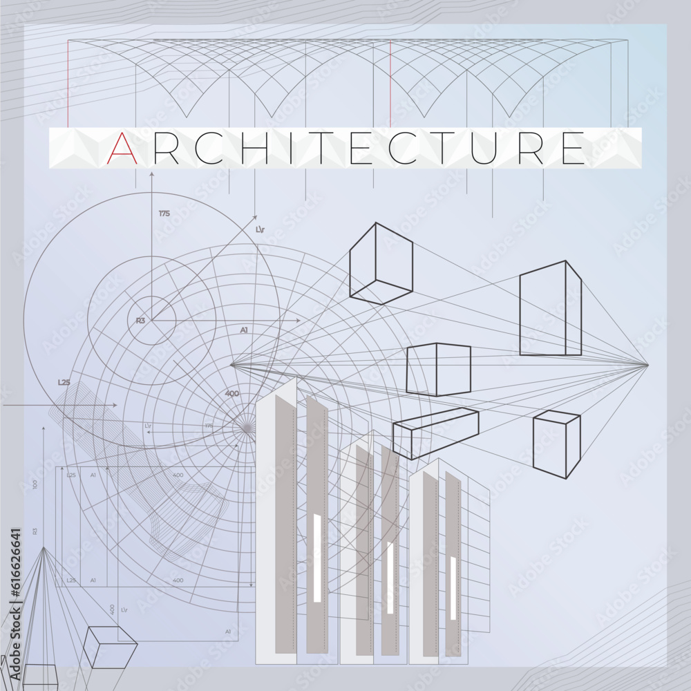 Concept of Architects workplace - architectural project, blueprints ...